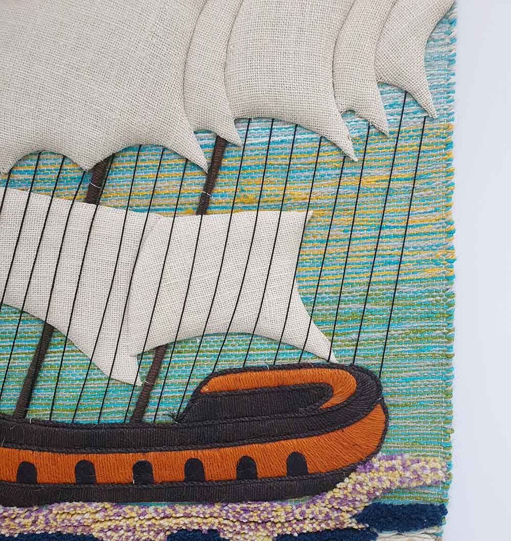 Elegant handmade wall hanging for staircase wall by RugsByARS