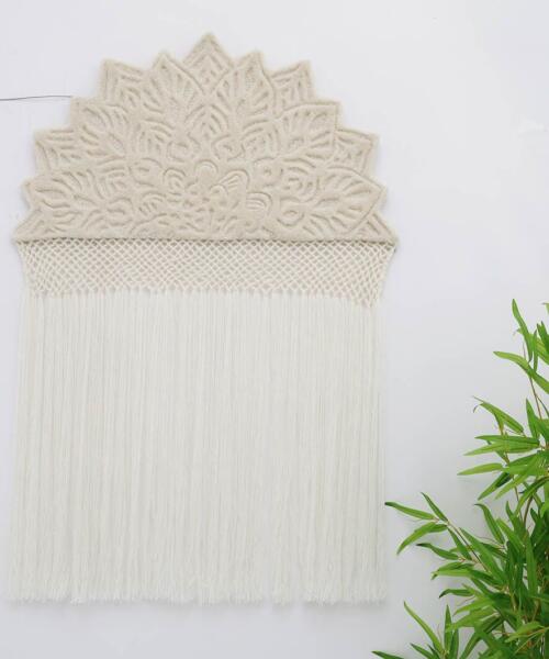 Elegant handmade wall hanging for cozy lounge by RugsByARS
