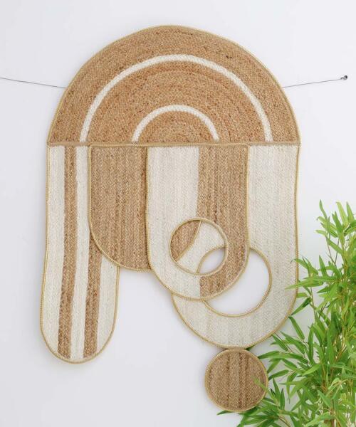 Textured handmade wall hanging for guest room by RugsByARS
