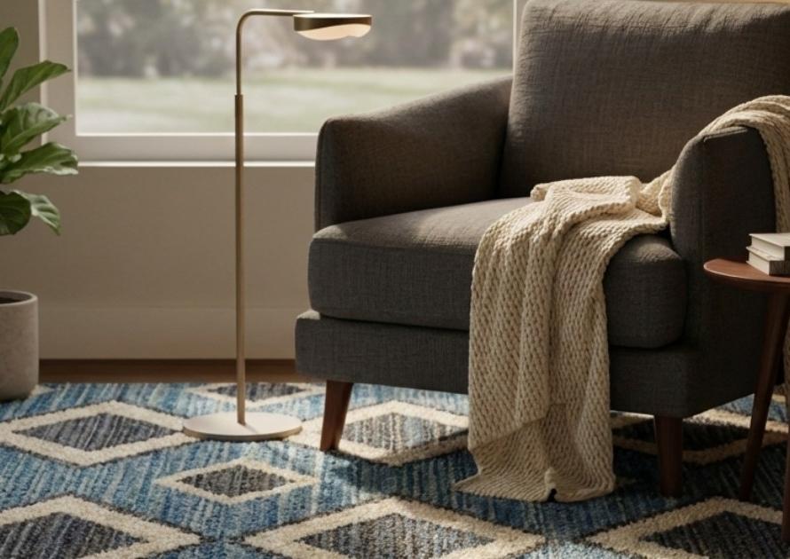 A refined living space showcasing intentional interior design foundations with a premium rug from Rugs By ARS.