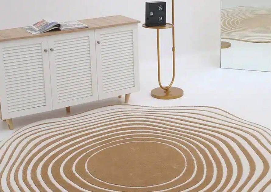 custom made rugs in modern living room interior with perfect fit and layout