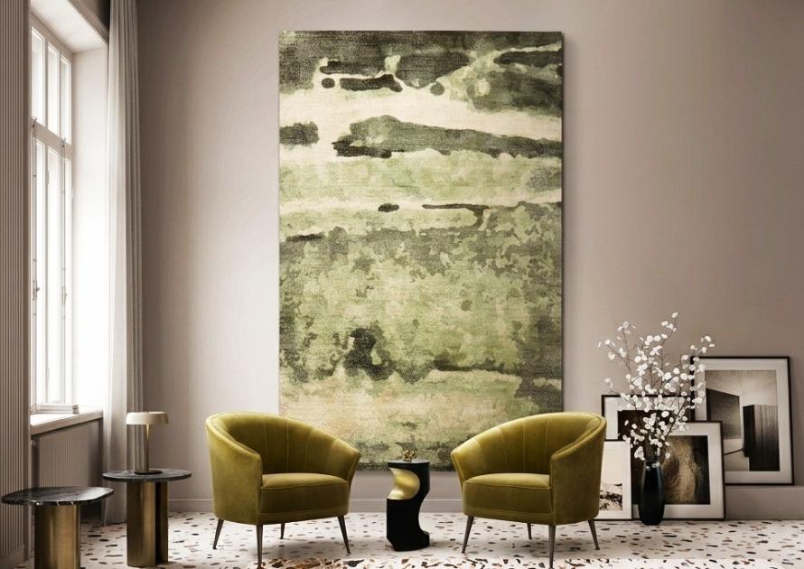wall carpet used as modern wall decor in living room interior design