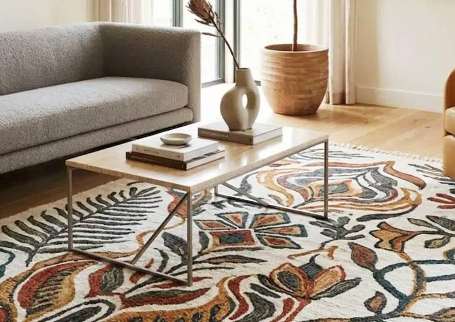 floral carpets for festive decor in a beautifully styled living room
