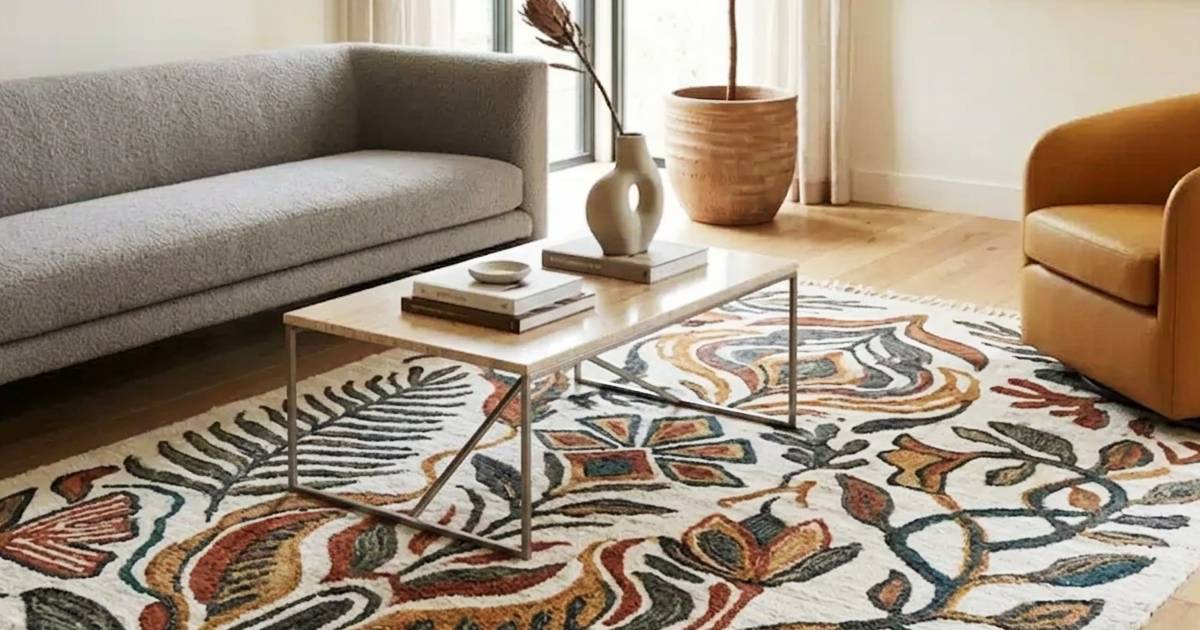 floral carpets for festive decor in a beautifully styled living room